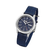 Seiko 5 Military Blue Dial Automatic Watch with Blue Canvas Strap #SNK807K2