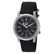 Seiko 5 Military Black Dial Automatic Watch with Black Canvas Strap #SNK809K2