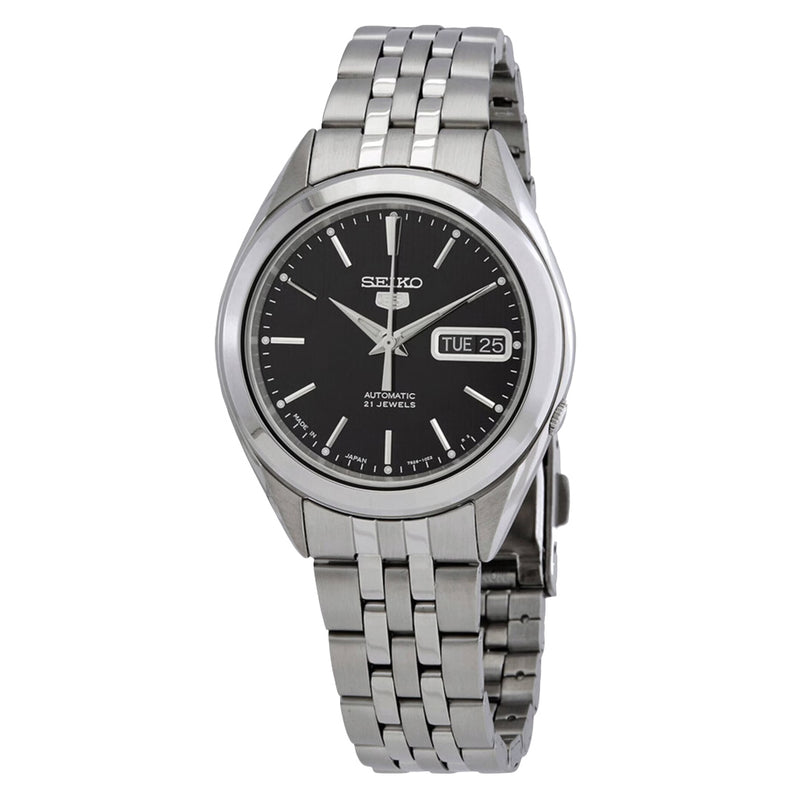 Seiko 5 Automatic Black Dial Watch with Stainless Steel Bracelet #SNKL23J1