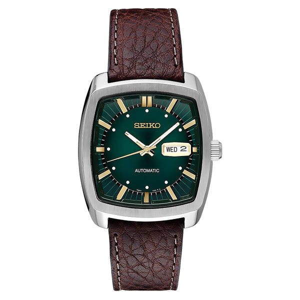 Seiko Recraft Series Automatic Watch with Stainless Steel Case, and Leather Strap #SNKP27