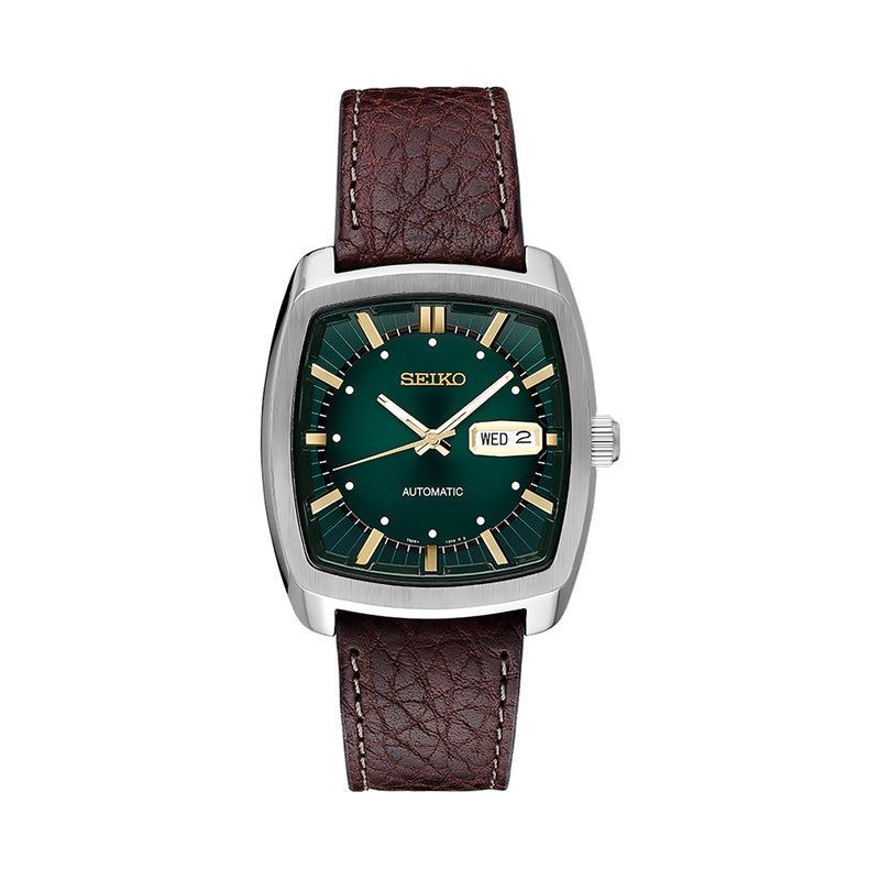 Seiko Recraft Series Automatic Watch with Stainless Steel Case, and Leather Strap #SNKP27