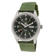 Seiko Military Dark Green Dial Automatic Watch with 42mm Case, Green Canvas Strap #SNZG09K1