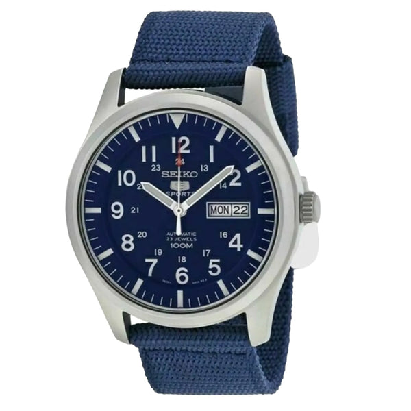 Seiko Military Blue Dial Automatic Watch with 42mm Case, Blue Canvas Strap #SNZG11K1