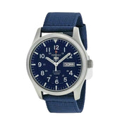 Seiko Military Blue Dial Automatic Watch with 42mm Case, Blue Canvas Strap #SNZG11K1