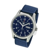 Seiko Military Blue Dial Automatic Watch with 42mm Case, Blue Canvas Strap #SNZG11K1