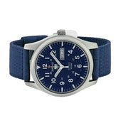 Seiko Military Blue Dial Automatic Watch with 42mm Case, Blue Canvas Strap #SNZG11K1