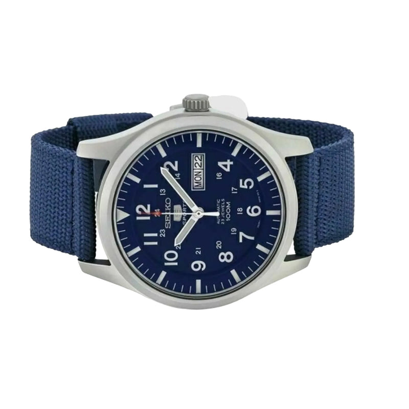 Seiko Military Blue Dial Automatic Watch with 42mm Case, Blue Canvas Strap #SNZG11K1