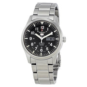 Seiko Military Black Dial Automatic Watch with 42mm Case, and SS Bracelet #SNZG13J1
