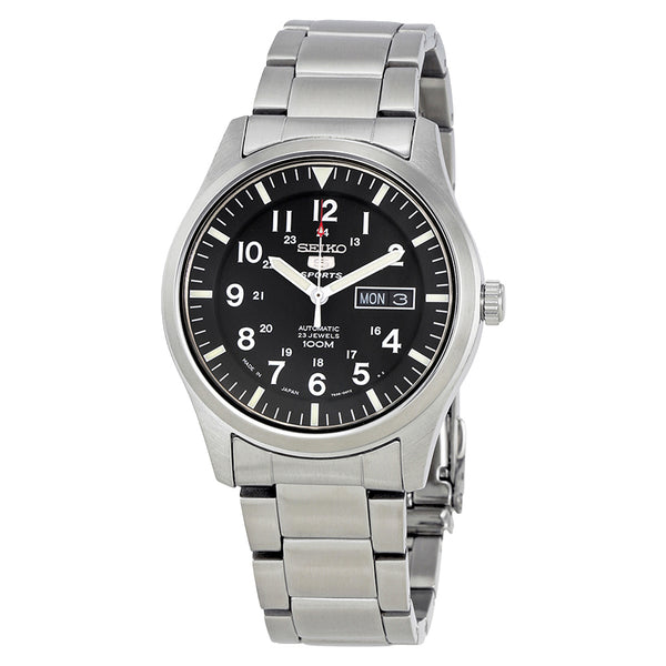 Seiko Military Black Dial Automatic Watch with 42mm Case, and SS Bracelet #SNZG13J1