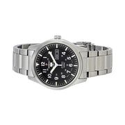Seiko Military Black Dial Automatic Watch with 42mm Case, and SS Bracelet #SNZG13J1