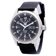 Seiko Military Black Dial Automatic Watch with 42mm Case, Black Canvas Strap #SNZG15K1