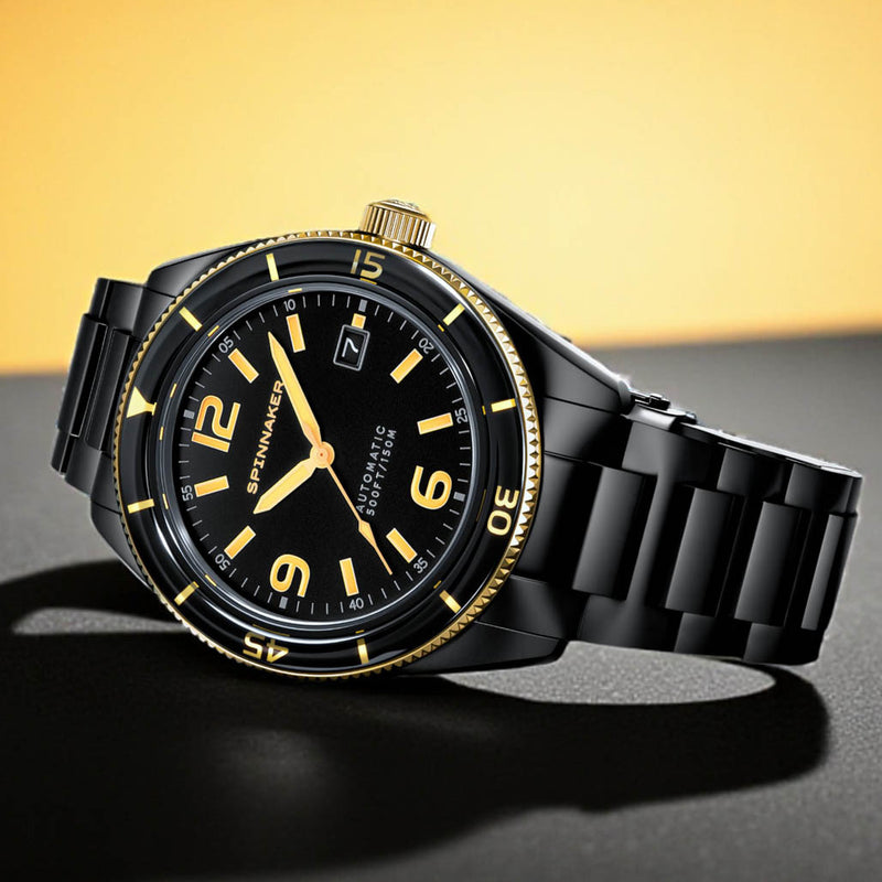 Spinnaker "Black and Gold" Fleuss Automatic Golden Eclipse #SP-5055-55