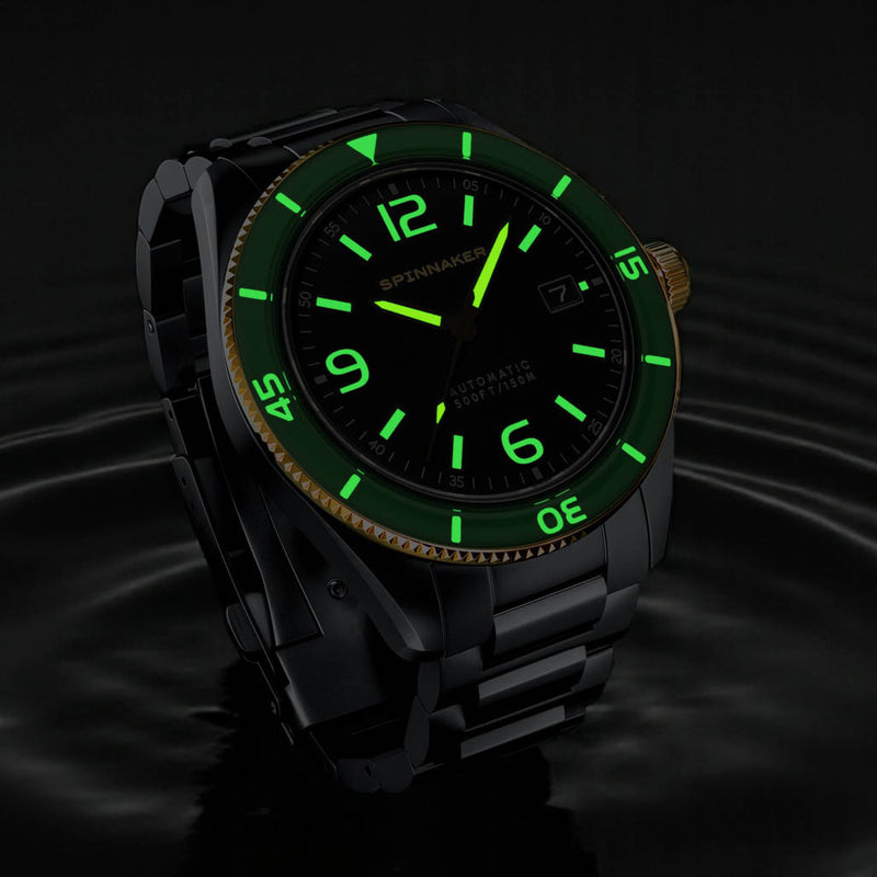 Spinnaker "Black and Gold" Fleuss Automatic Golden Eclipse #SP-5055-55