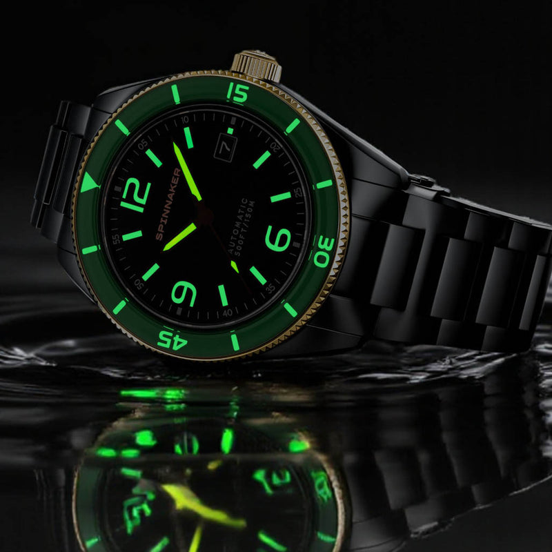 Spinnaker "Black and Gold" Fleuss Automatic Golden Eclipse #SP-5055-55