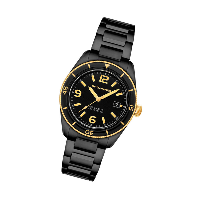 Spinnaker "Black and Gold" Fleuss Automatic Golden Eclipse #SP-5055-55