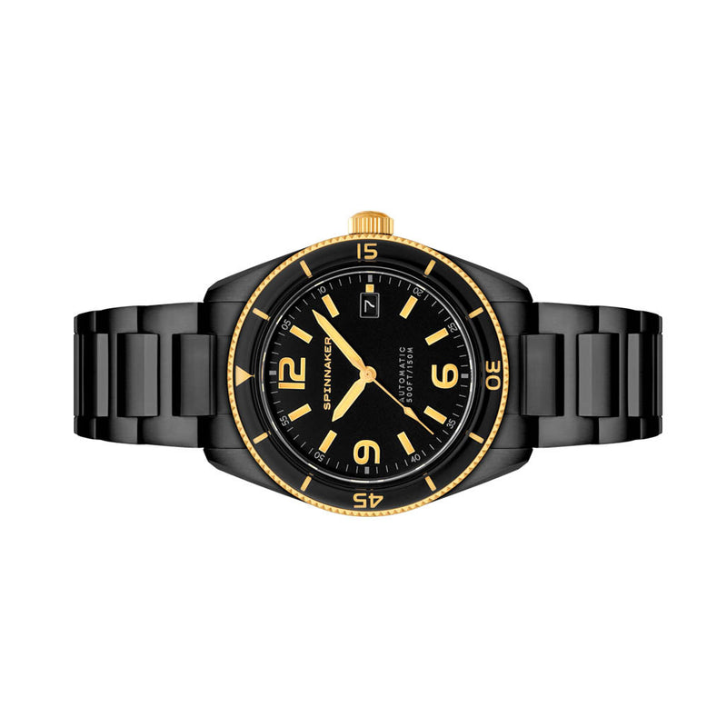 Spinnaker "Black and Gold" Fleuss Automatic Golden Eclipse #SP-5055-55