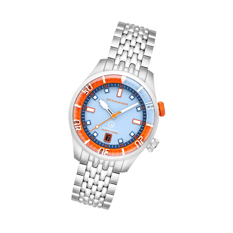 Spinnaker x Islander Bradner Limited Edition Compressor Style Watch with Blue and Orange Dial #SP-5062-LIW11