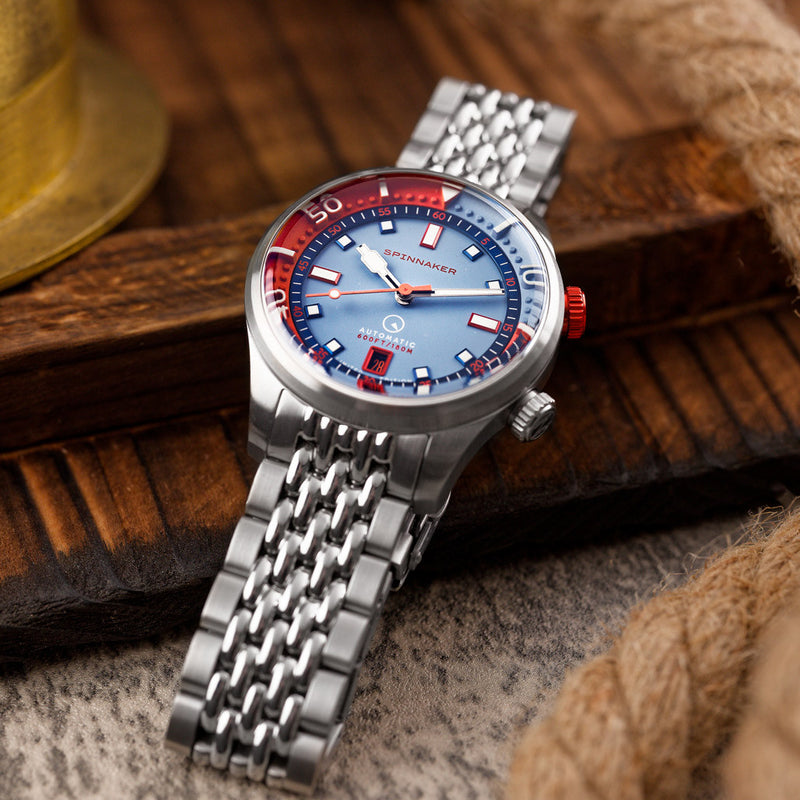 Spinnaker x Islander Bradner Limited Edition Compressor Style Watch with Blue and Orange Dial #SP-5062-LIW11