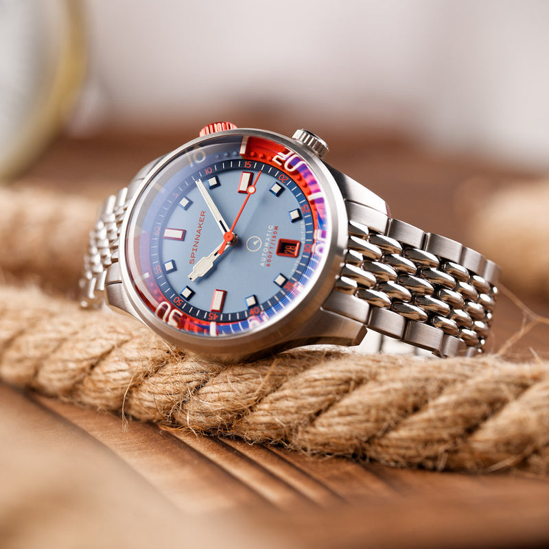 Spinnaker x Islander Bradner Limited Edition Compressor Style Watch with Blue and Orange Dial #SP-5062-LIW11