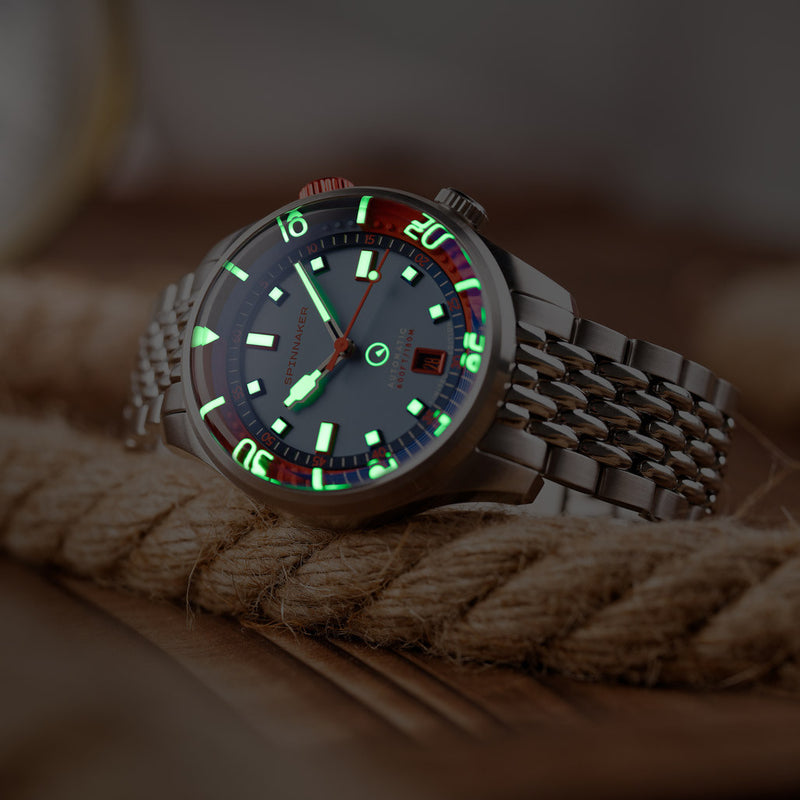 Spinnaker x Islander Bradner Limited Edition Compressor Style Watch with Blue and Orange Dial #SP-5062-LIW11
