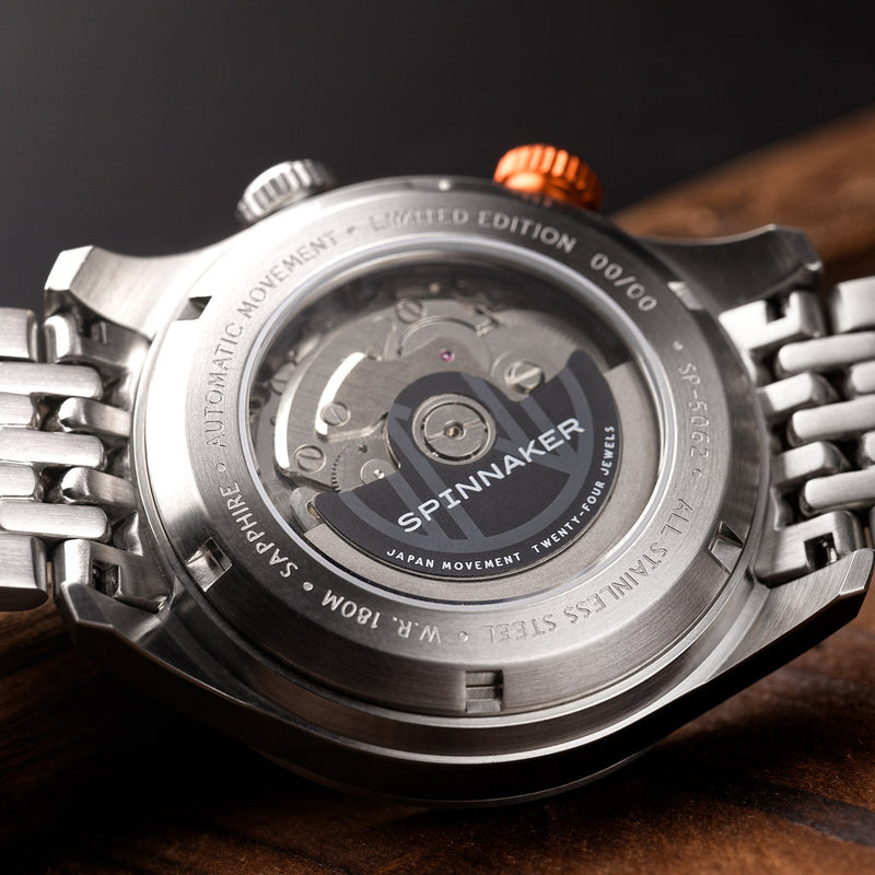 Spinnaker x Islander Bradner Limited Edition Compressor Style Watch with Blue and Orange Dial #SP-5062-LIW11