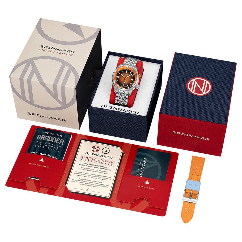 Spinnaker x Islander Bradner Limited Edition Compressor Style Watch with Burnt Orange Dial #SP-5062-LIW22