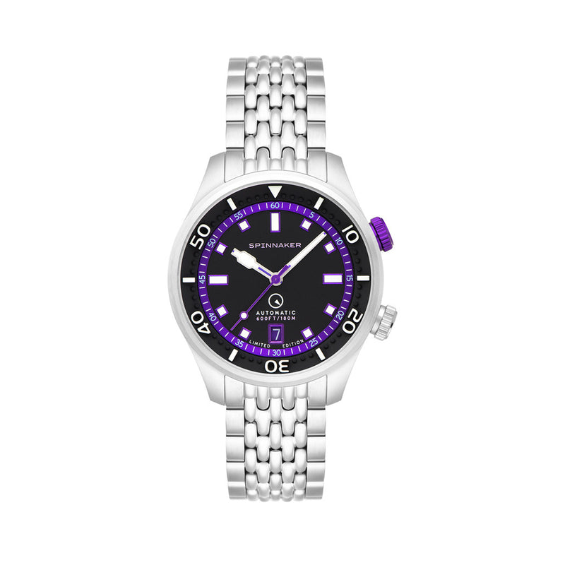 Spinnaker x Islander Bradner Limited Edition Compressor Style Watch with Black and Purple Dial #SP-5062-LIW33
