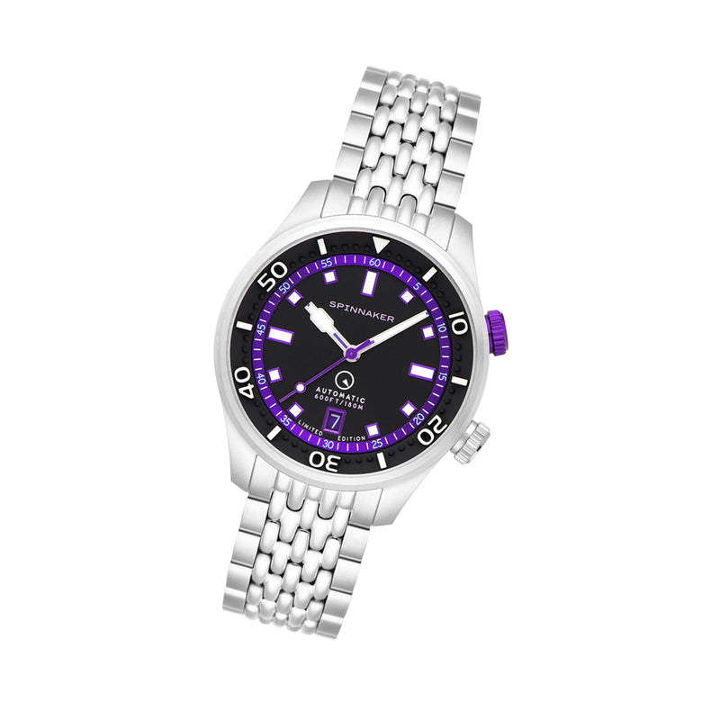 Spinnaker x Islander Bradner Limited Edition Compressor Style Watch with Black and Purple Dial #SP-5062-LIW33