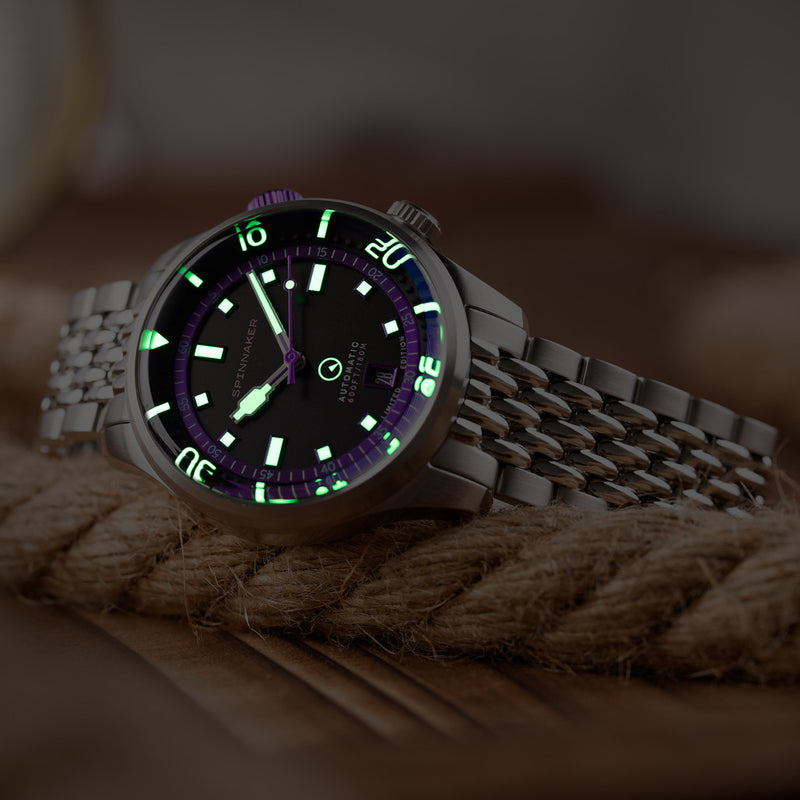 Spinnaker x Islander Bradner Limited Edition Compressor Style Watch with Black and Purple Dial #SP-5062-LIW33