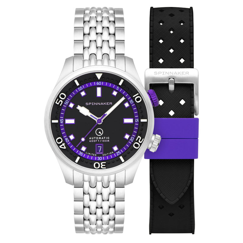Spinnaker x Islander Bradner Limited Edition Compressor Style Watch with Black and Purple Dial #SP-5062-LIW33