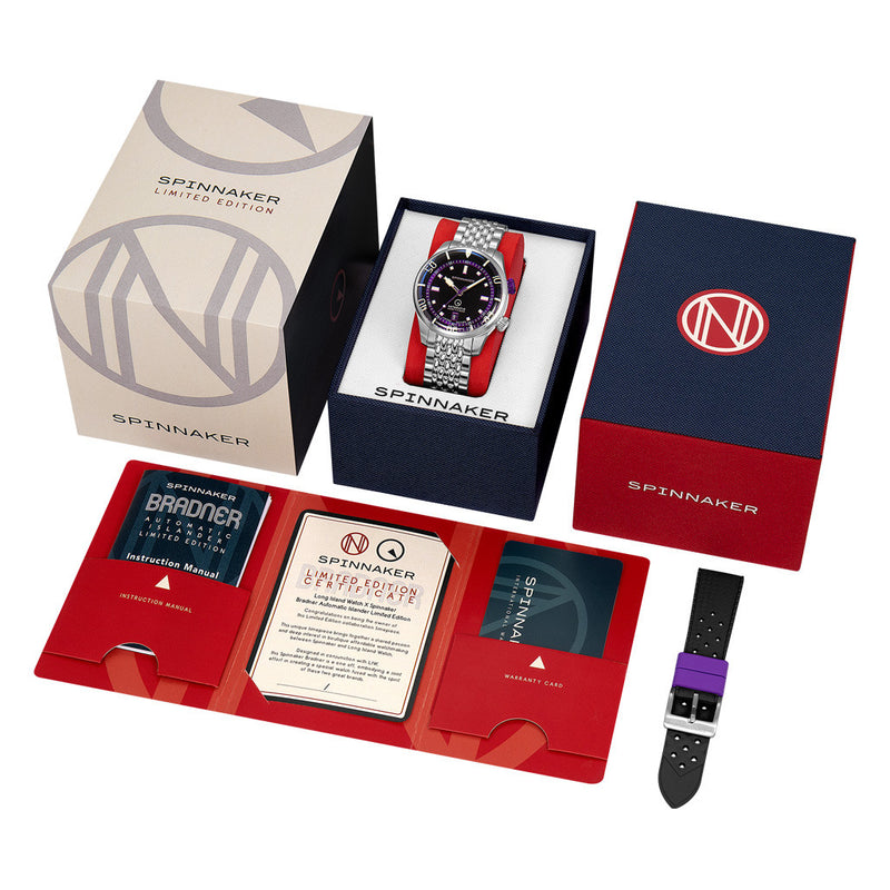 Spinnaker x Islander Bradner Limited Edition Compressor Style Watch with Black and Purple Dial #SP-5062-LIW33