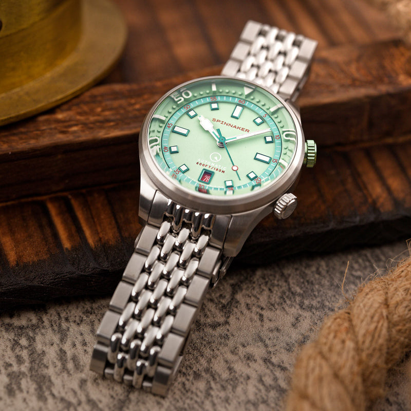 Spinnaker x Islander Bradner Limited Edition Compressor Style Watch with Mint Green Dial #SP-5062-LIW44