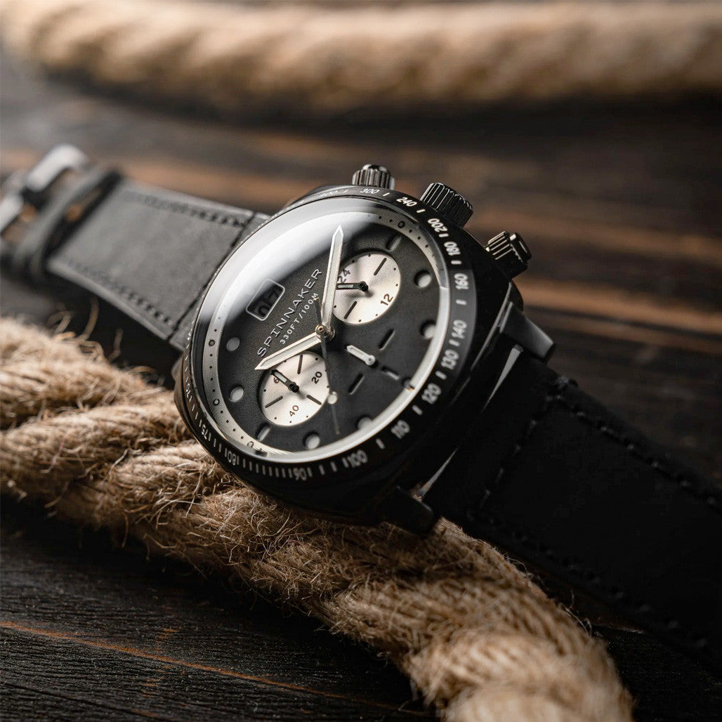 Spinnaker Hull Chronograph in Black Case and Black Dial #SP-5068