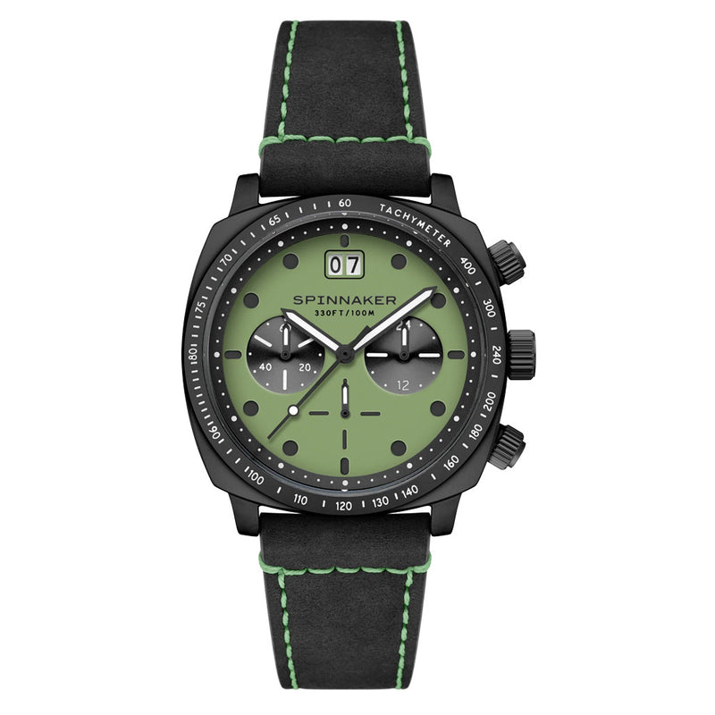 Spinnaker Hull Chronograph in Black Case and Putting Green Dial #SP-5068-0A
