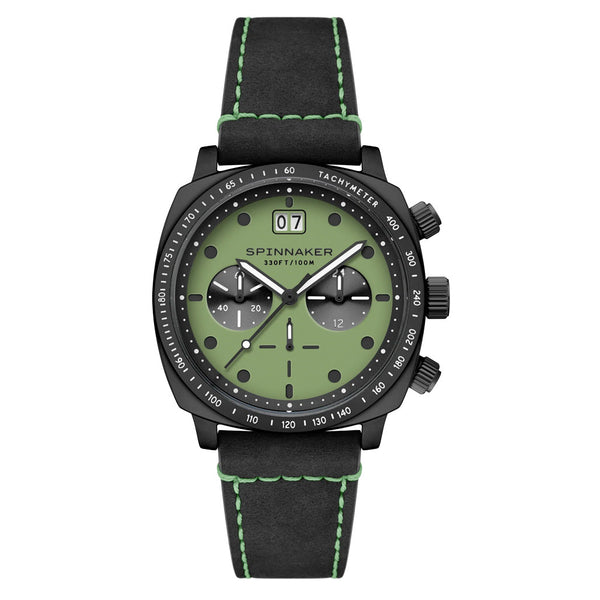 Spinnaker Hull Chronograph in Black Case and Putting Green Dial #SP-5068-0A