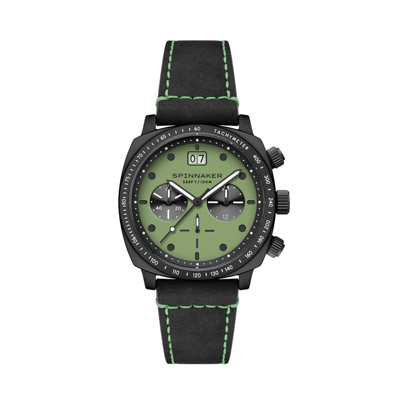 Spinnaker Hull Chronograph in Black Case and Putting Green Dial #SP-5068-0A