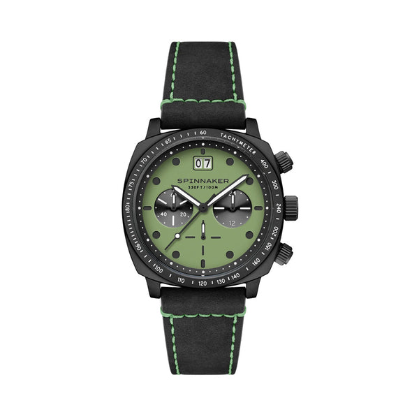 Spinnaker Hull Chronograph in Black Case and Putting Green Dial #SP-5068-0A
