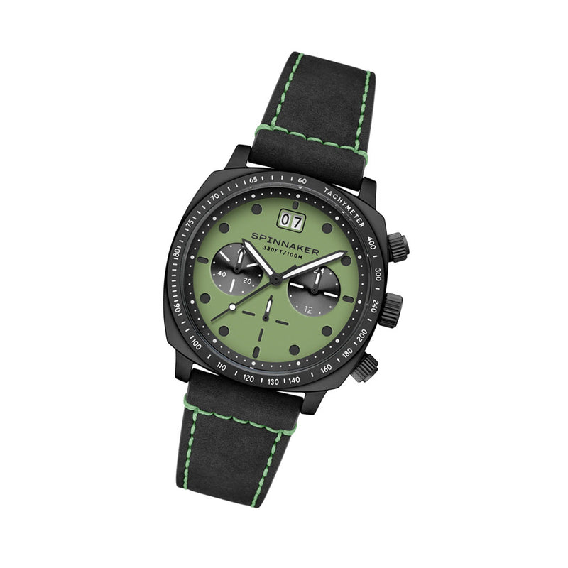 Spinnaker Hull Chronograph in Black Case and Putting Green Dial #SP-5068-0A