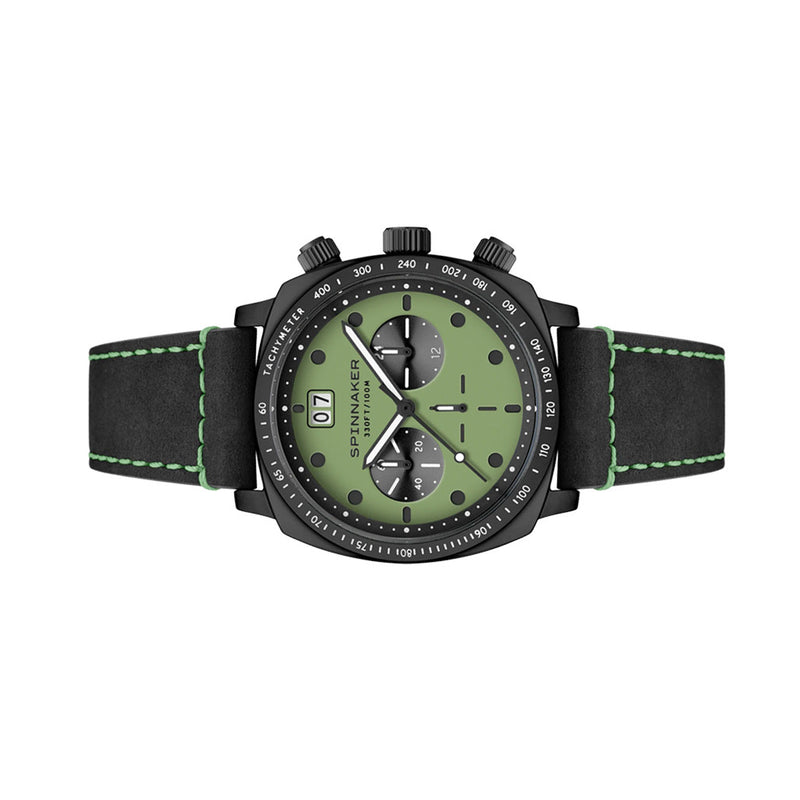 Spinnaker Hull Chronograph in Black Case and Putting Green Dial #SP-5068-0A