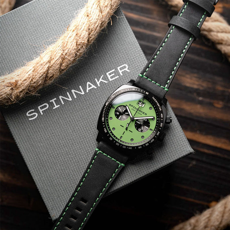 Spinnaker Hull Chronograph in Black Case and Putting Green Dial #SP-5068-0A