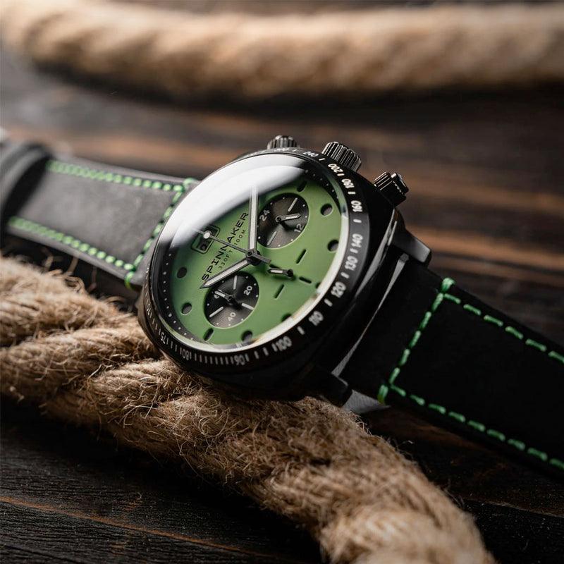 Spinnaker Hull Chronograph in Black Case and Putting Green Dial #SP-5068-0A
