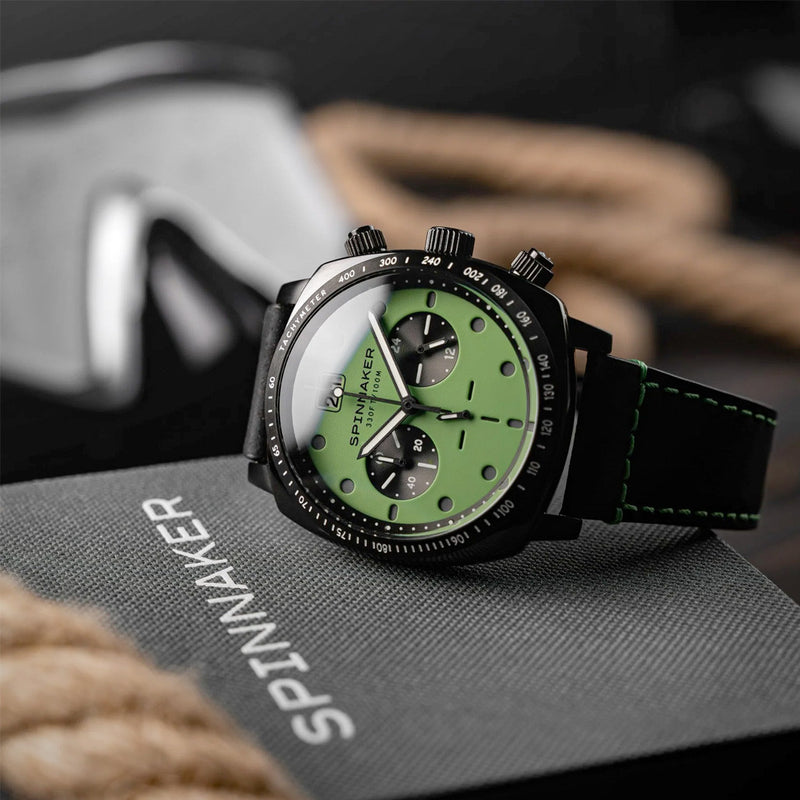 Spinnaker Hull Chronograph in Black Case and Putting Green Dial #SP-5068-0A
