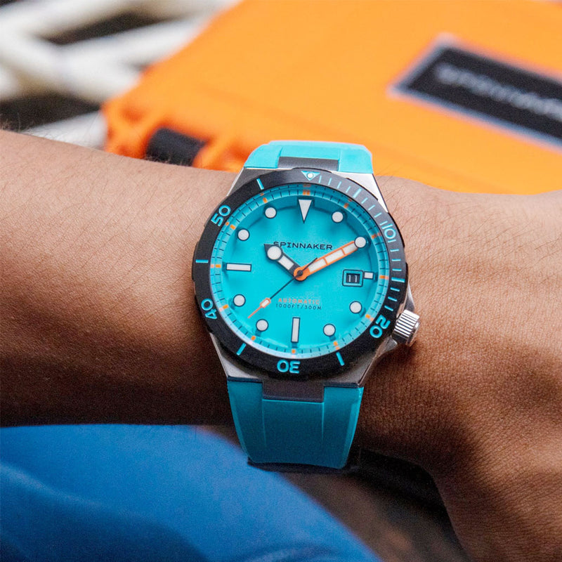 Spinnaker Hi-Beat Boettger Dive Watch with Azure Blue Dial #SP-5083-99 wrist