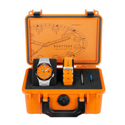 Spinnaker Hi-Beat Boettger Dive Watch with Coral Orange Dial #SP-5083-AA package