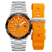 Spinnaker Hi-Beat Boettger Dive Watch with Coral Orange Dial #SP-5083-AA strap