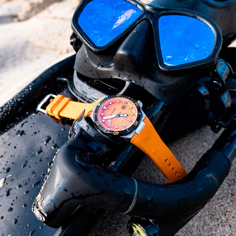 Spinnaker Hi-Beat Boettger Dive Watch with Coral Orange Dial #SP-5083-AA lifestyle