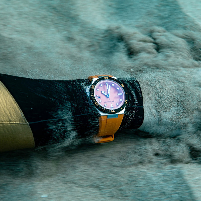 Spinnaker Hi-Beat Boettger Dive Watch with Coral Orange Dial #SP-5083-AA lifestyle