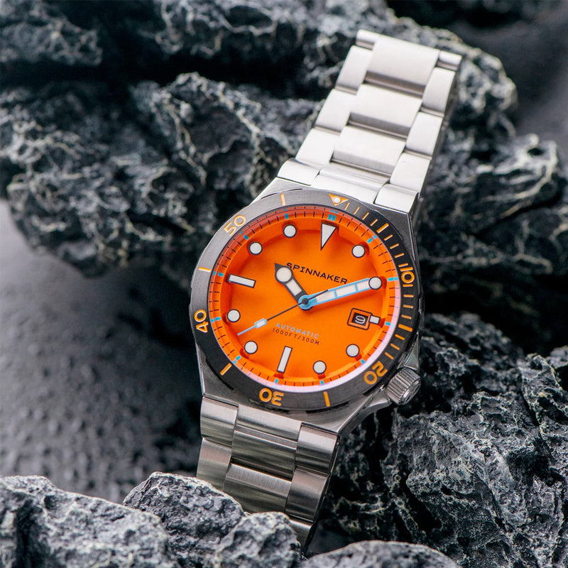 Spinnaker Hi-Beat Boettger Dive Watch with Coral Orange Dial #SP-5083-AA lifestyle