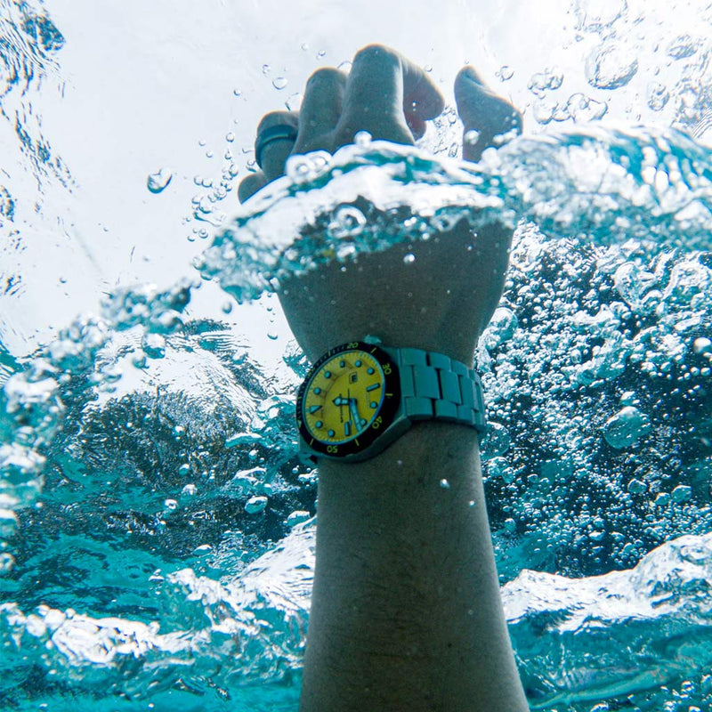 Spinnaker Hi-Beat Boettger Dive Watch with Lemon Yellow Dial #SP-5083-BB lifestyle