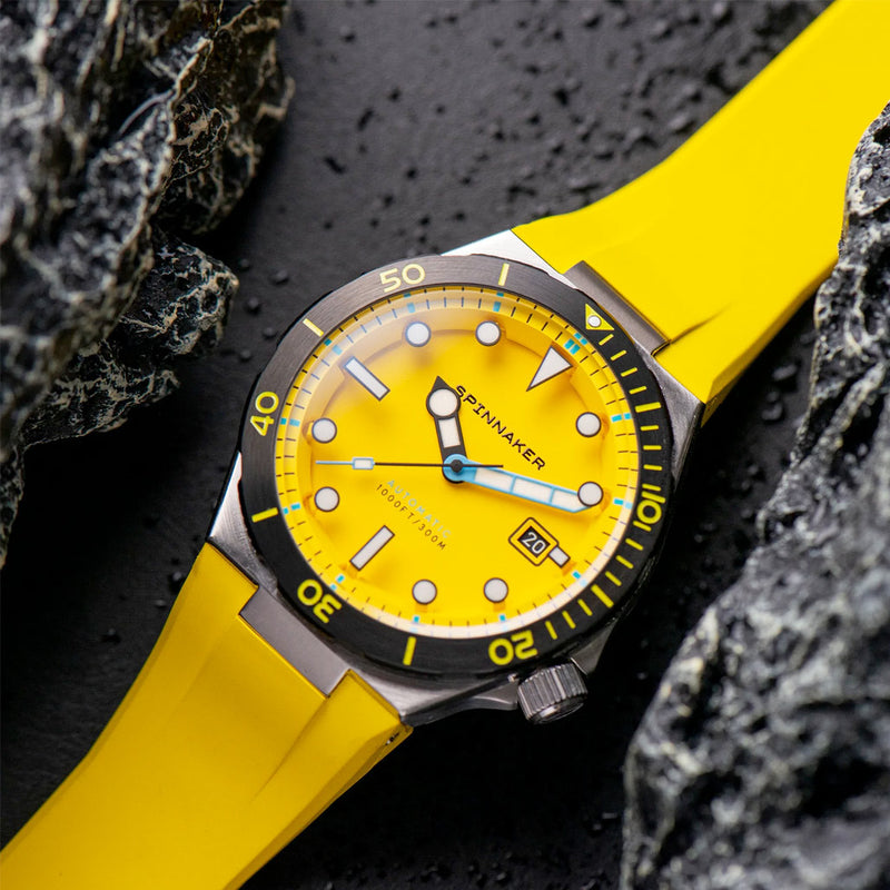 Spinnaker Hi-Beat Boettger Dive Watch with Lemon Yellow Dial #SP-5083-BB lifestyle